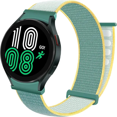 Vista 10 de Nylon Bands Breathable Replacement Watch Strap Sport Loop for Samsung-Galaxy-Watch-4-Classic-46mm/42mm for Galaxy-Watch-4-40mm 44mm wristband Negro