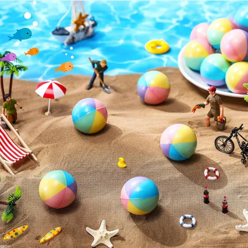 Vista 6 de Jerify - 24 mini bolas de estrés para playa de 2.5 pulgadas, espuma de arcoíris, recuerdos de fiesta Soft PU Foam Stress Relief, Colorful Toys for