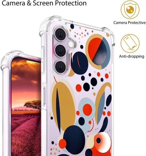 Vista 5 de Compatible con Samsung Galaxy S23 - Funda transparente para mujeres y niñas, diseño transparente (formas geométricas de arte abstracto)