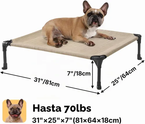 Vista 6 de Veehoo Cama elevada para perros medianos, para exteriores, cama elevada y refrescante para perros, cama para mascotas con malla transpirable, patas