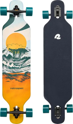 Vista 8 de Retrospec Rift Drop-Through Longboard Skateboard Complete Canadian Maple Wood Cruiser w/Drop-Through Trucks for Commuting, Cruising, Carving &