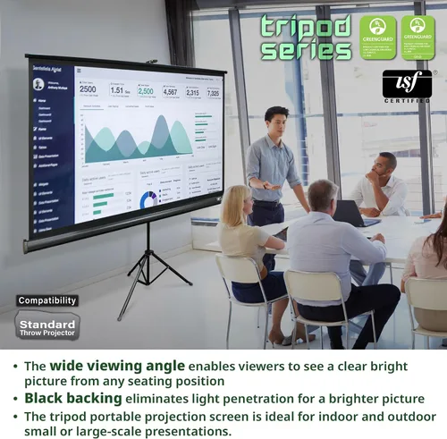 Vista 4 de Elite Screens Tripod Series - Pantalla de proyección ajustable, relación de aspecto múltiple, portátil, para uso en interiores y exteriores, serie