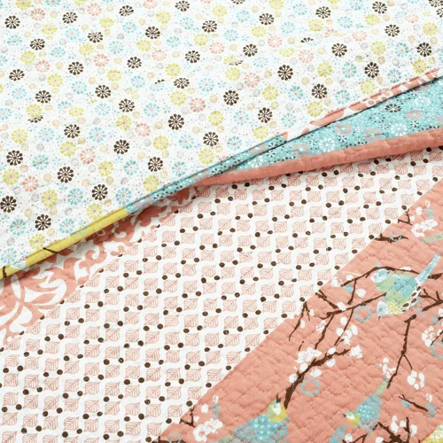 Vista 4 de Lush Decor Royal Empire - Juego de edredón reversible de algodón, juego de ropa de cama de 3 piezas a rayas, patrones bohemios llamativos