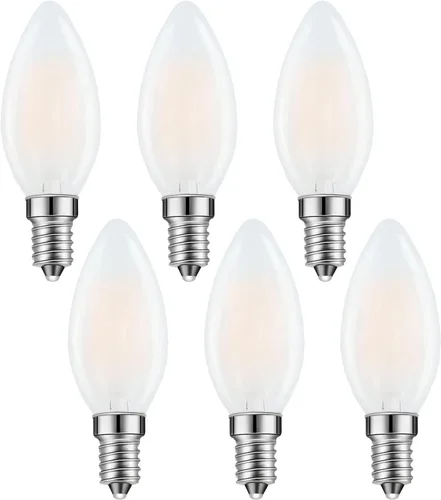 Vista 8 de Bombilla LED E14 con base europea de 4 W, bombillas LED regulables equivalentes a 40 W, 110 V 4000 K blanco neutro, bombilla decorativa de vidrio
