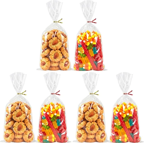 Vista 9 de Morepack Bolsas para barra de pretzel, 2 x 10 pulgadas, 200 bolsas individuales de pretzel con lazos