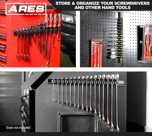 Vista 5 de ARES 62026 - Soporte para herramientas de mano negro de 16.5 pulgadas, riel de aluminio almacena hasta 16 destornilladores o herramientas pequeñas