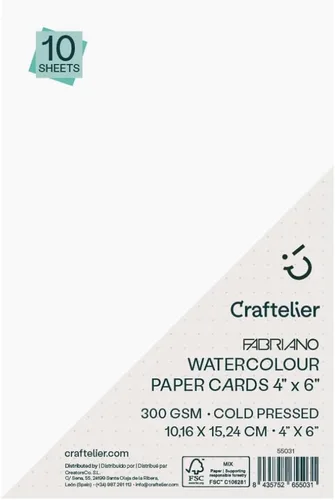 Vista 4 de Craftelier Paquete de 10 tarjetas de acuarela, papel prensado en frío FSC, calidad premium 300 GSM, tamaño 3 x 4 pulgadas (3.0 x 4.0 in), ideal