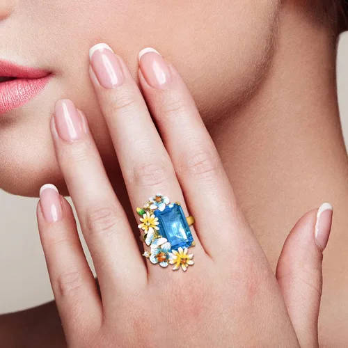Vista 6 de Santuzza Anillo de plata de ley 925 con flores esmaltadas para mujer