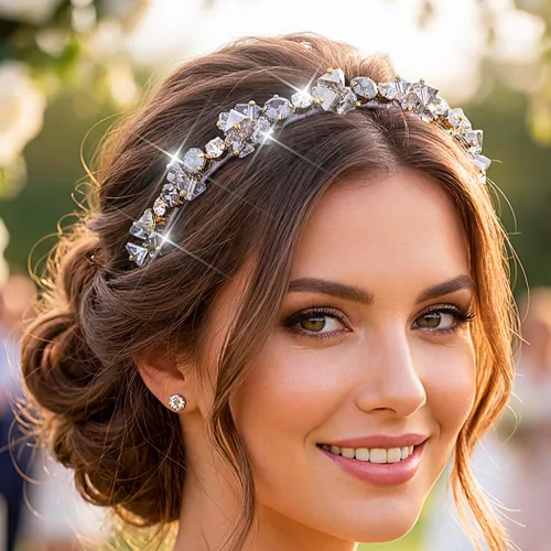 Vista 8 de Urieo Diadema de cristal con gemas azules, accesorio para el cabello de diamantes de imitación para mujer