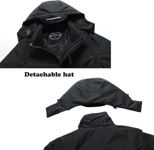 Vista 4 de Chaqueta de esquí impermeable con capucha para hombre, abrigo cálido de nieve para el invierno
