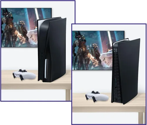 Vista 8 de Mcbazel Funda de silicona para consola PS5 Disk Edition, a prueba de polvo, antiarañazos, anticaídas, para Playstation 5 Disk Edition, color negro