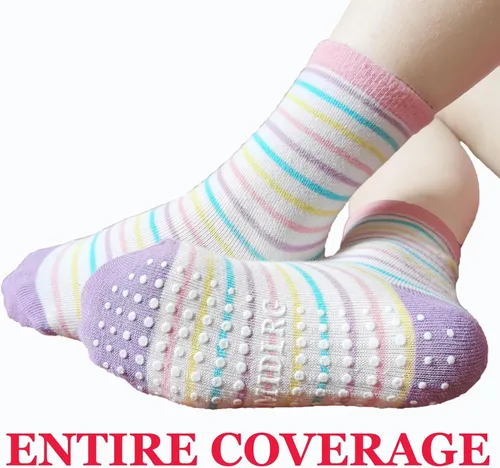 Vista 2 de SMIDLRG Calcetines tobilleros con agarre para niños y niñas 1-33-55-7T