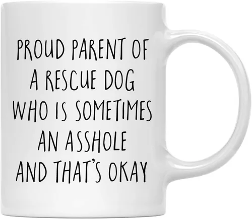 Vista 133 de Andaz Press Funny Dog - Taza de café de 11 onzas, regalo de broma, orgulloso padre de un afenpinscher que es a veces un gilipollas y eso está bien
