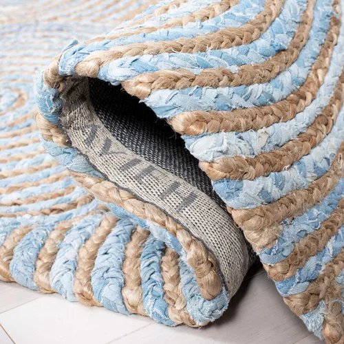 Vista 7 de SAFAVIEH Cape Cod Collection - Alfombra decorativa de 3 x 5 pies, natural y azul, hecho a mano, bohemio trenzado de yute, ideal para zonas de alto