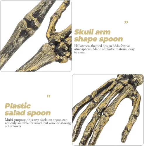 Vista 7 de Abaodam 1 juego de 4 pinzas de plástico plateado para ensalada, tenedores para servir, cucharas: cubiertos de Halloween, utensilios para servir