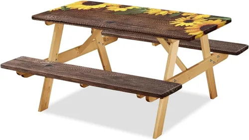 Vista 19 de Juego de 3 calcetines de árbol de Navidad de dibujos animados y galletas, funda de mesa de picnic ajustable con funda de banco, manteles Calcetines
