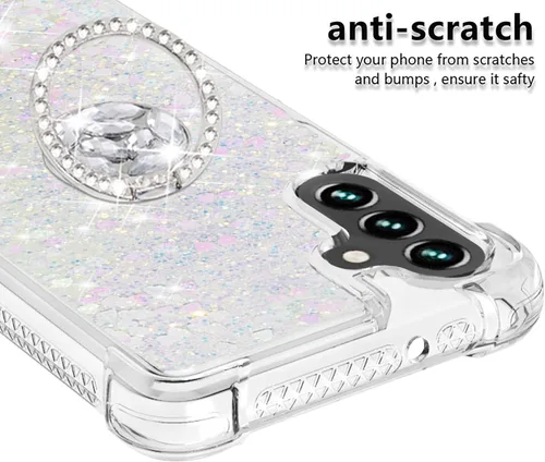 Vista 4 de CCSmall Funda con purpurina para Samsung Galaxy A13 5G (no 4G) con soporte para anillo, Galaxy A04s, funda transparente para Samsung Galaxy A13 0.18