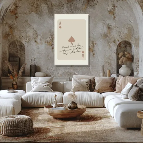 Vista 5 de Pósteres de moda Ace of Spades, tarjeta de juego retro, arte de pared, póster inspirador con cita inspiradora, tarjeta de As beige, motivacional