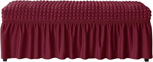 Vista 10 de Funda de banco tapizada elástica de sirsaca para banco de comedor, protector de asiento de banco de comedor con falda, protectores de banco