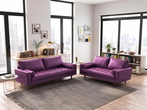 Vista 20 de Container Furniture - Sofá de piel sintética para la sala de estar moderna con cojines extraíbles y patas de madera maciza, sofá estilo lujoso