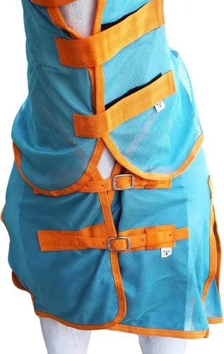 Vista 3 de Challenger Caballo Malla Verano Hoja Primavera Mosca Hoja de flujo de aire Cuello Turquesa Naranja 73151