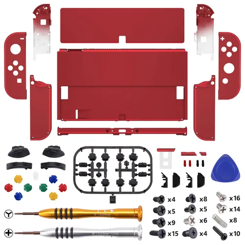 Vista 3 de eXtremeRate DIY Full Set Shell Buttons for Nintendo Switch OLED, Soft Touch Replacement Console Back Plate & Kickstand, Custom Case Housing for