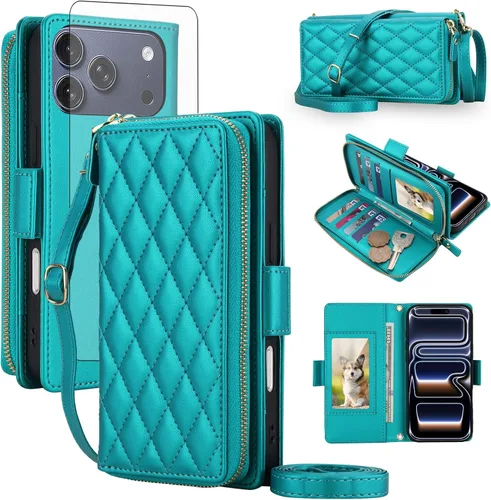 Vista 73 de Asuwish Funda compatible con iPhone 6/6s/7/8/SE 2020 2022 con cremallera y bloqueo RFID, protector de pantalla, correa cruzada i6 i7 i8 7s 8s SE2020