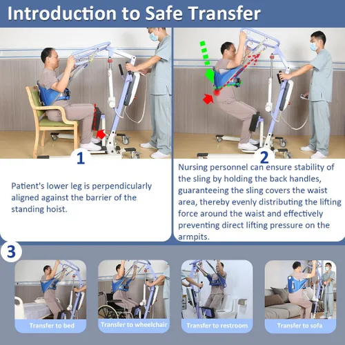 Vista 3 de EZ Assistive Asistencia para sentarse a ponerse de pie y soporte acolchado con soporte para la espalda, la honda de elevación del paciente funciona