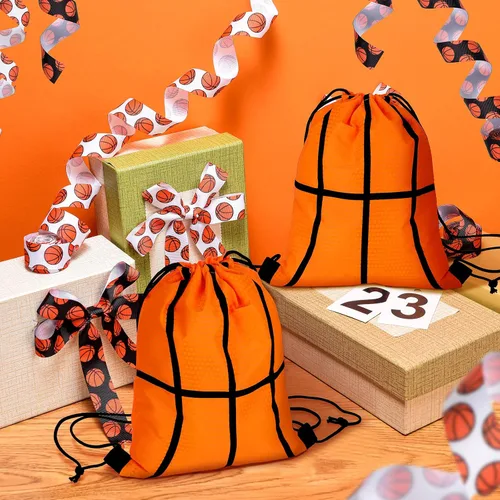 Vista 5 de 12 bolsas pequeñas deportivas con cordón para dulces para fiesta deporte con cordón para regalo regalos como se ve en las fotos Estilo de baloncesto
