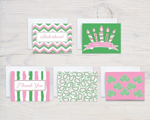 Vista 3 de Tarjetas de notas rosas y verdes Inspiradas en la hermandad Tarjeta de agradecimiento, cumpleaños y hermandad