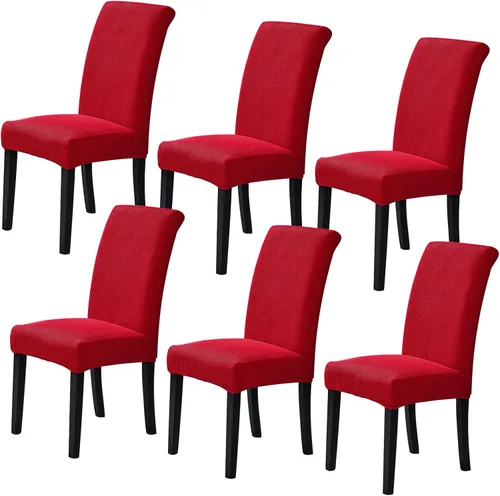 Vista 34 de Juego de 2 fundas para sillas de comedor, fundas elásticas para sillas de comedor, fundas para sillas de cocina de jacquard texturizadas, decoración