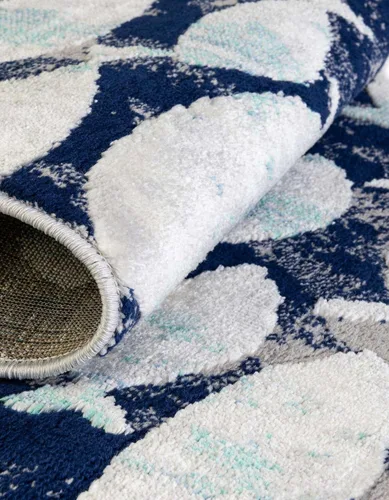 Vista 6 de Unique Loom Ariel Collection - Alfombra de área con diseño de peces (2' x 3' 1", rectangular, azul/marfil)