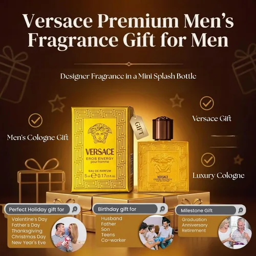 Vista 3 de Versace Eros Energy Mini Colonia para Hombre, EDP Splash Amarillo 0.17 oz, Tamaño de Muestra