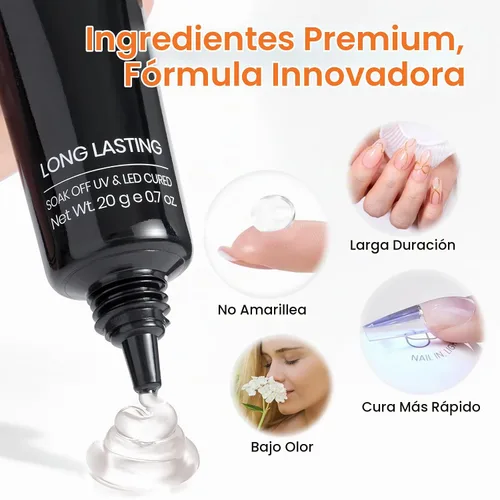 Vista 4 de Beetles Solid Nail Glue Gel Hands-Free 20g, for Gel Nail Tips Fake Nails