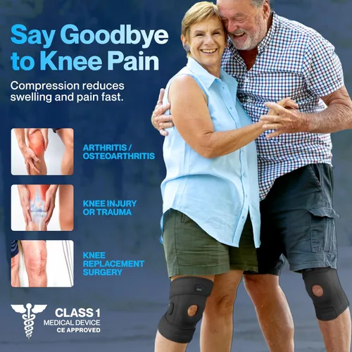 Vista 2 de Modvel ELITE - Rodillera para hombres y mujeres, almohadillas de gel para rótula y estabilizadores laterales para ACL, recuperación de desgarro
