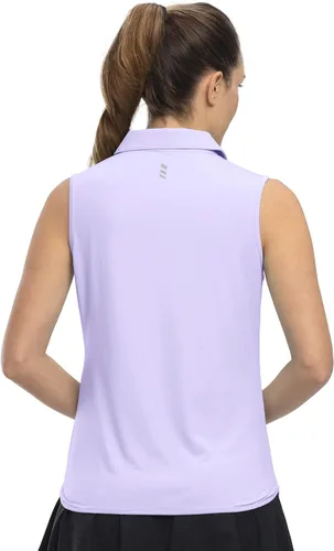 Vista 4 de YSENTO Camisas de golf sin mangas para mujer, cuello con cremallera de 14, de secado rápido, que absorben la humedad