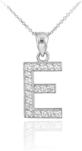 Vista 16 de Claddagh Gold . Collar con colgante de letra inicial de plata de ley 925 con circonita cúbica - Elección de tamaños