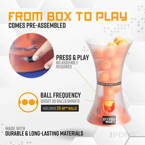 Vista 4 de Juega al robot de entrenamiento de tenis de mesa con 20 pelotas de entrenamiento ABS