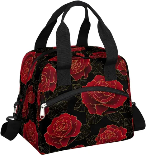 Vista 18 de Pardick Bolsa de almuerzo aislada con diseño de galaxia colorida para mujeres y hombres y adultos, con purpurina, grande, hielera, térmica A01