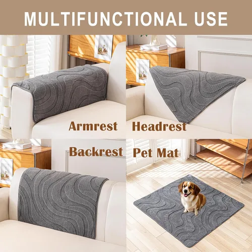 Vista 2 de Fundas para Reposabrazos de Sofá, Fundas de Felpa de Terciopelo Vintage para Sofá, Fundas Antideslizantes para Sillón y Sofá, Almohadillas