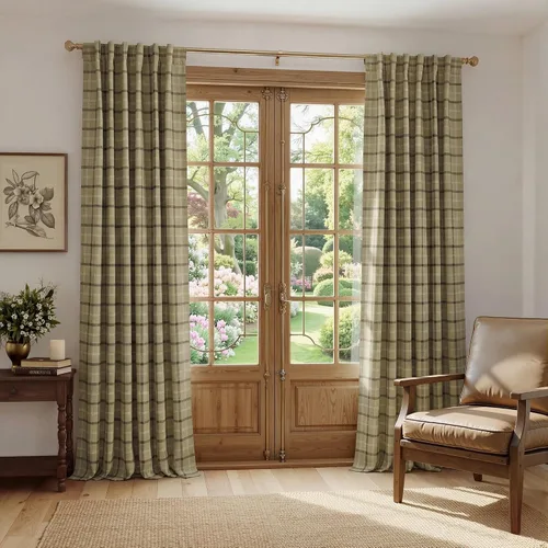 Vista 72 de NICETOWN Cortinas de Granja a Cuadros 100% Opacas de 96 Pulgadas de Largo, Juego de 2 Paneles para Sala de Estar y Dormitorio, Cortinas a Cuadros