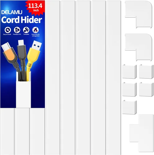Vista 28 de Delamu Cubiertas de Cable de 157 pulgadas para Cables en la Pared, Ocultador de Cable para 1 Cable, Ocultador de Cable Pintable, Cubiertas
