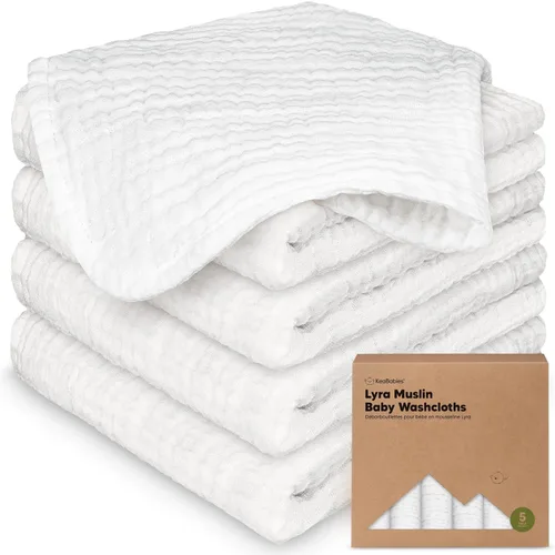 Vista 14 de Paquete de 5 paños de muselina para recién nacidos, 12 x 12 pulgadas, suaves y absorbentes, de muselina de algodón orgánico, para bebés, niñas