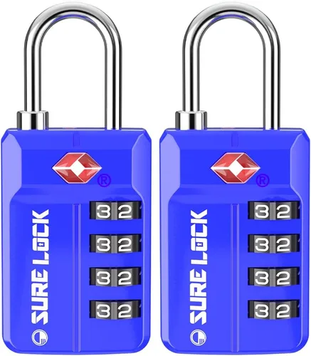 Vista 20 de SURE LOCK Cerradura de combinación reiniciable de 4 dígitos aprobada por la TSA con alerta abierta, diales de fácil lectura, para equipaje 17021ALL