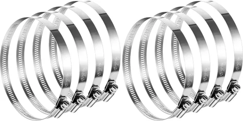 Vista 13 de Boao 4 abrazaderas ajustables de acero inoxidable 304 para conductos de 4 pulgadas, abrazadera de manguera de engranaje helicoidal para tubería