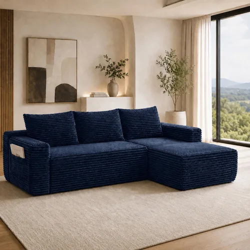Vista 9 de Sofá deshuesado de 96 pulgadas, sofá modular en forma de L, color negro