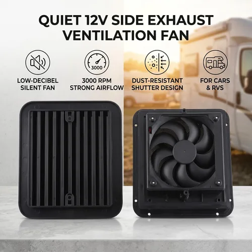 Vista 3 de Yosoo Health Gear - Ventilador de refrigeración de 12 V 4 W con rejillas de ventilación de persianas, aire fuerte de viento unidireccional