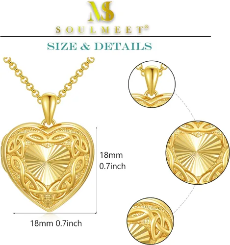 Vista 5 de SOULMEET Personalized Silver Locket Necklace That Holds Pictures Photo Keep Someone Near to You, Memorial Custom Lockets Necklaces Letters Engraving