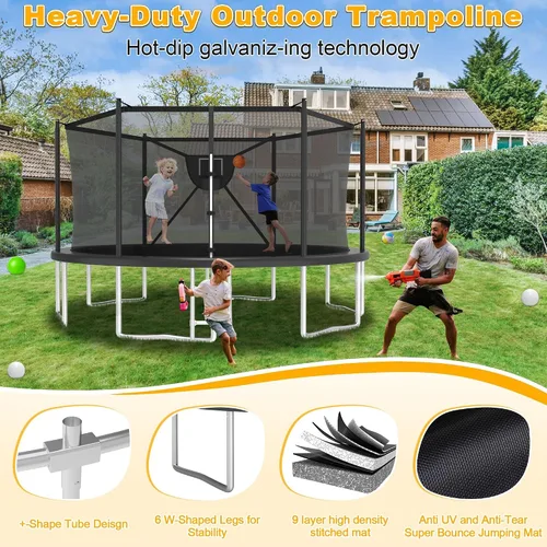 Vista 4 de Tranpoline para exteriores de 1500 libras para niños y adultos