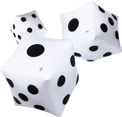 Vista 8 de Paquete de 3 dados inflables grandes jumbo gigantes para interiores y exteriores, juego de mesa Ludo, artículo para fiestas en la piscina